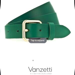 NWT VANZETTI GREEN‎ WIDE GENUINE LEATHER BELT Made In Germany  Size 80 S/M